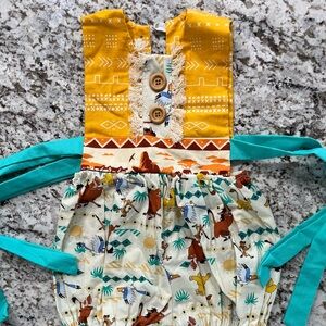 Disney animal kingdom Kids Printed Romper with Yellow and Teal Accents